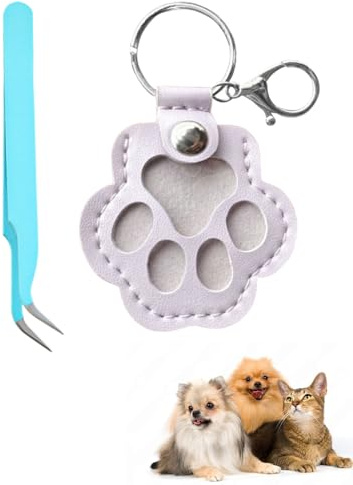 HUVZOR Porte-clés de rangement en fourrure de chien et Chat, joli porte-clés souvenir en cuir pour poils d'animaux domestiques, collection commémorative, cadeau commémoratif, Violet