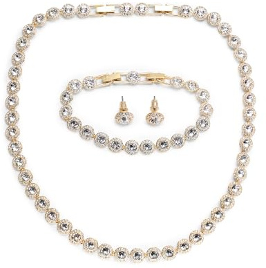 Swarovski Conjunto Una Angelic, Conjunto (3), Talla redonda, Blanco, Acabado en oro de 18 quilates