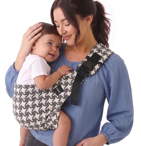 Boba Buddy Mochila Portabebés - Jacquard de Pata de Gallo, Ergonómico con Tirantes Ajustables, Hebilla de Seguridad y Asiento Amplio, Incluye Bolsa de Transporte a Juego (9-48 Meses/8-20 kg)