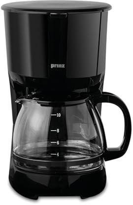 Prinz Macchina da caffè filtro PZ-FK2 – 1,25 L (10 tazze), 750 W, filtro permanente 1x4 + adatto per filtri di carta 1x4, funzione di mantenimento del calore circa 30 minuti, antigoccia, indicatore