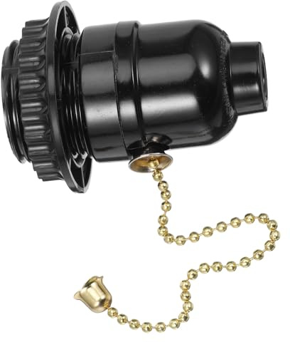 HAPINARY Portalámparas con Interruptor de Cadena Tracción E27 Base de Lámpara Práctica y Estable para Iluminación de Interiores con Fácil Instalación y Diseño Negro Versátil para Hogar