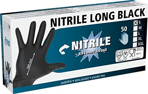 Kerbl Gants à usage unique Nitrile Long Black, taille XL