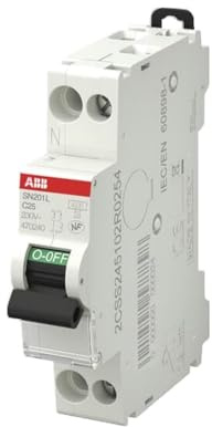 disjoncteur phase + neutre - a vis - 25a - 4.5 ka - abb 470240