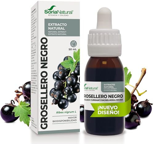 Grosellero Negro Extracto - Apoyo al bienestar estacional y confort diario - Ribes nigrum hoja con ciclodextrinas Extracto liofilizado sin alcohol - 50 ml dosificador vidrio - Soria Natural