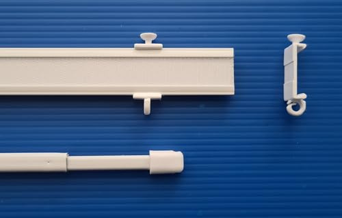 Nachträglich einbaubarer Profi Paneelwagen Aluminium - in verschiedenen Längen - silber oder weiß für Schiebegardine - fast überall passend (50 cm, Weiß)