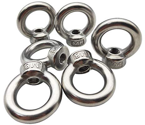 Sipery 6Pcs Ring Shape Lifting Eye Nut M8 304 Stainless Steel Female Thread Lifting Ring Eye Bolts