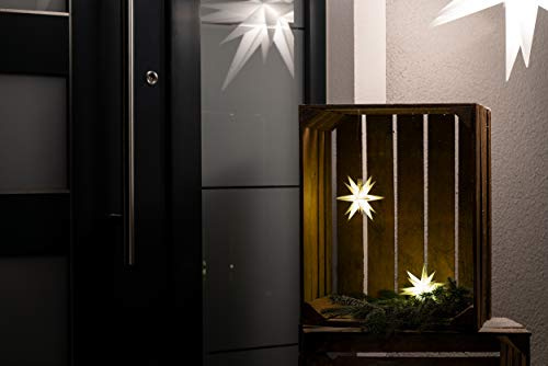 Novaliv Weihnachtsstern LED Dekostern Klein 12cm WEISS mit Batteriefach für 3 AA Batterien 6h Timerfunktion 1,5m Kabel für Innen & Aussen 3D Stern 18 Zackig Leuchtstern beleuchtet