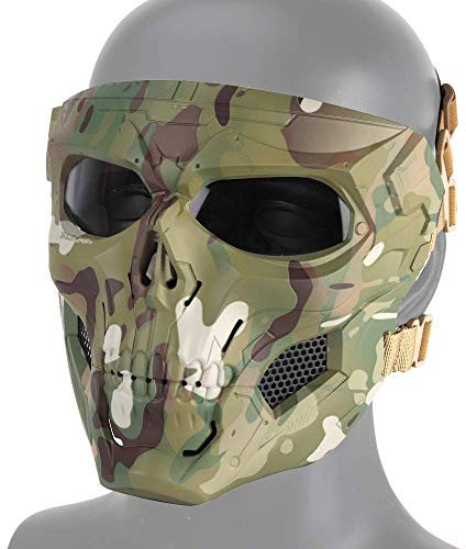 Hunting Explorer Tactical Schädel Maske Vollmaske, geeignet für Halloween-Rollenspiele Airsoft Paintball Schutznetz Vollmaske und CS Kriegsspiel.