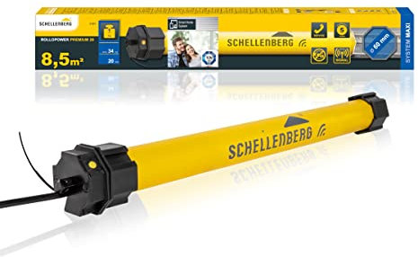 Schellenberg 21240 Rolladenmotor mit Funk neue Generation, 40 Nm, bis 15 m² Fläche, Funk Endlageneinstellung, für 60 mm Welle, 868,4 MHz Funkfrequenz, Smart steuerbar