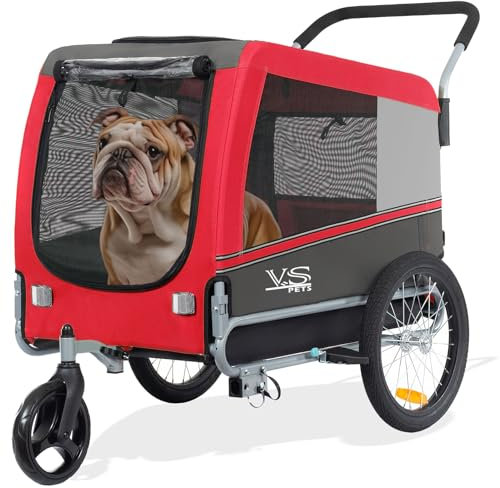 Tiggo VS Pet Large 2 in 1 Hundefahrradanhänger & Jogger bis 35 kg Hundeanhänger Fahrradanhänger für Hunde mittelgroße und große Hunde 80205 01 (ROT)