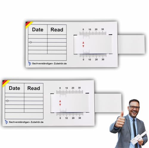 Sachverständigen-Zubehör® Rissmonitor als [Profi Messgerät] 2er Set | günstige Messlehre | Spaltmaß Risslineal Rissbreitenmesser | Rissbreitenlineal | Risslineal | Sachverständige Risskarte