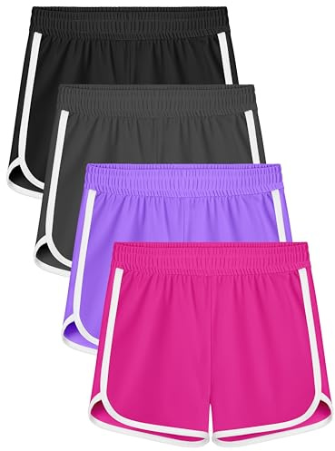 Resinta 4 Packs Girls Soccer Shorts Toddler Girls Athletic Shorts Quick Dry Workout Dolphin Kids Active Shorts