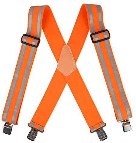 KUNN Safety Reflective Suspender Safety High Visibility Men Work Suspender,Orange