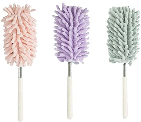 3 Pcs Plumeau Poussière Telescopique，Brosse à poussière réglable，pour Nettoyage Ventilateur de Plafond Toile d'Araignées.