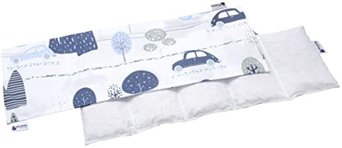 Medi Partners Kirschkernkissen Mikrowelle 60x20cm Körnerkissen groß Wärmekissen 800g 100% Baumwolle 5 kammern abnehmbarer Bezug - Kirschkernkissen nacken schulter Kältetherapie (Retro Cars)