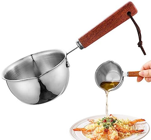 Gcroet Panouure à Lait, Casserole à Induction, Casserole à Lait Sauce antiadhésive Pan de 300 ML de Manche en Bois Pot de Casquette en Acier Inoxydable pour Induction