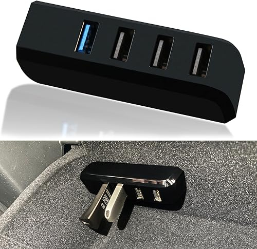 Leikaendi Tesla Model Y 2021-2024 Model 3 2021-2023 Glove Box USB Hub, Four in One Expansion Base Accessories for Dashcam, Flash Drive, Data Streaming, Gaming, Music