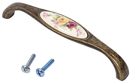Skåpshandtag, Vintage Keramikdrag Dekorativa Dragknappar Blomsterkeramiska Bronsdörrhandtag För Skåplåda(3#)