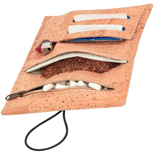 Durable Cork Turner Bag Sustainable & Vegan Cigarette Case / Tobacco Bag with Interchangeable Closure and Practical Additional Compartments - Water-Repellent and Robus