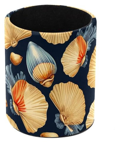 Charming Shell Standing Pencil Case, Cute Round Pen Holder Pouch Pencil Bag Makeup Brush Boxes for School Students Office Women Teens Girls Boys