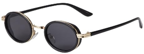 ADEWU Retro Sonnenbrille Damen Oval Vintage Kleine Brille Schmal Vollrand Metall Mode Trendy mit UV Schutz
