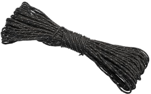 PATIKIL 65 Feet Reflective Guyline Camping Paracord, 2mm Tent Cord Guyline Rope Nylon Paracord Rope for Camping Tent Tarp Hiking, Black (20M)