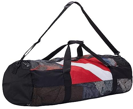 Netz-Tauchtasche, 600D Netz-Tauchausrüstungstasche, schwarz, wasserdicht, Tauchausrüstungstasche, strapazierfähige Netz-Tauchtasche mit Reißverschluss für Tauchen, Wassersport, Schwimmen, Schnorcheln,