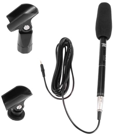 TOPPERFUN Interviewmikrofon für Kamera, Tragbar, Schwarz, 1 Satz, 100 16khz | Kunststoff Metall Ausführung, Einzelrichtcharakteristik, für Camcorder und Kamera, Kapazitätstyp