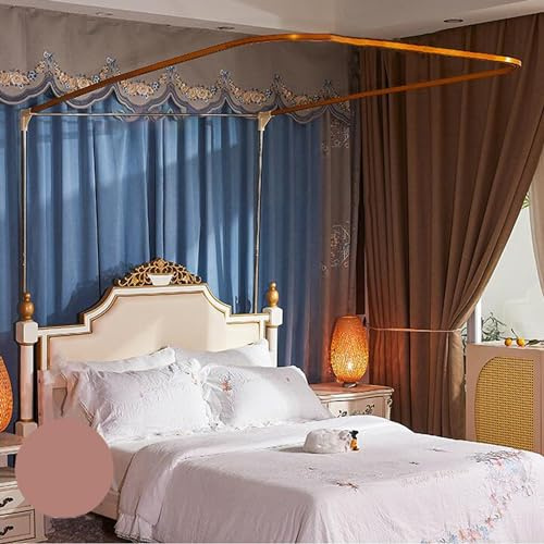 Rosa Himmelbettvorhänge, 4 Eckpfosten-Betthimmel, doppellagige Spitze-Stickschicht, gemütliche Drape-Netz-Himmelbettvorhänge für Mädchen und Erwachsene, Bettvorhänge für komplettes