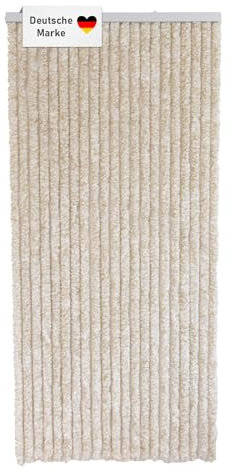 LEMODO Türvorhang Wohnwagen, Flauschvorhang 90x200 cm, Camping Vorhang als Fliegengitter für die Tür, Insektenvorhang beige/weiß, optisch attraktiver Fliegenschutz