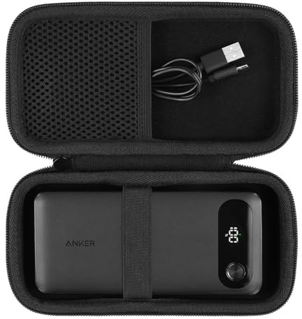 Khanka Hartschalen-Tragetasche für Anker Power Bank 20.000 mAh tragbares Ladegerät mit eingebautem USB-C-Kabel, Reise-Aufbewahrungstasche für 87 W Max Schnelllade-Akkupack, nur Tasche