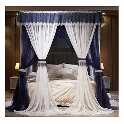 Doppelbett Baldachin Moskitonetz, Einzelbett Doppelbett Schlafzimmer romantische Dekoration Bettvorhang, Mit Metallhalterung (Farbe: Braun, Größe: 150X200cm/59X79in) (Lila 200X220cm/79X87in) (Blau 180
