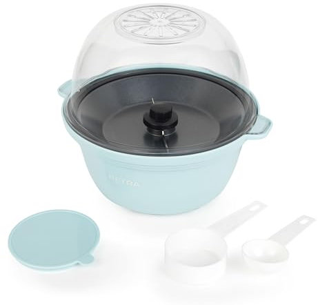 Petra PT6224BLVDE Mini-Popcornmaschine – elektrische, hausgemachte MaisPopper Maschine, Rührfunktion für gesunde Öl-/fettfreie Snacks, sauberer Deckel und Servierschüssel, Antihaftbeschichtung, Blau
