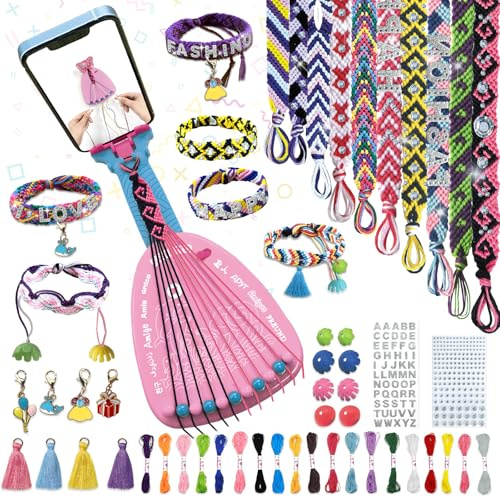 ASTNIC Freundschaft Armband Herstellung Bausatz,DIY Freundschaft Armbänder Basteln Flechtset Knüpfset，Armbänder Selber Bastelsets mit 35 Threads für Burtstagsgeschenke Travel Activity Set