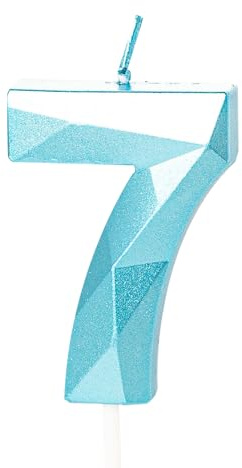 Geburtstagskerze zum 7. Geburtstag, Zahl 7, Blau, 7 Jahre
