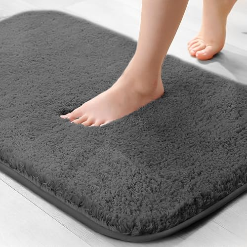 wyewye Tapis de bain en microfibre, super épais, super absorbant, 40 x 60 cm, gris foncé