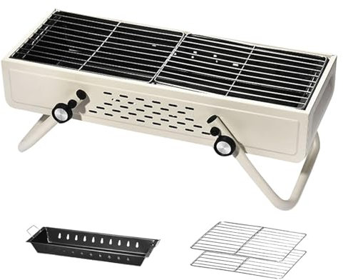 Campinggrill - Faltbarer Holzkohlegrill - Rauchfreier Camping-Holzkohlegrillofen | Große Holzkohlegrills, Edelstahl-Barbecue-Grill mit großer Grillfläche, Grill fürs Tailgating, Camping, Kochen