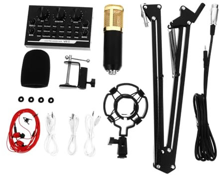 Hoement 11stücke Kondensatormikrofon Mit Live-soundkarte Für Karaoke-ausrüstung Und Webcast-Aufnahme Game Voice Ready Mit Rauschunterdrückungsfunktion Und Freitragender Halterung