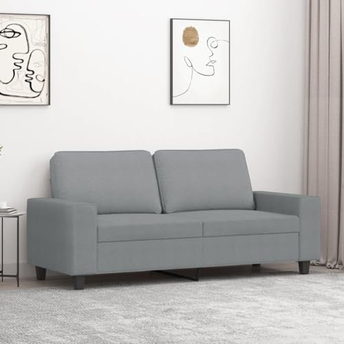 IKAYAA 2 Sitzer Sofa, Zweisitzer Sofa, 2er Couch, 2 Sitzer Couch, Couch 2 Sitzer, Hellgrau 140 cm Stoff