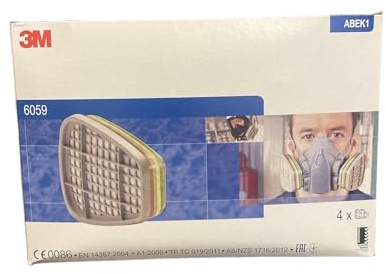 3M™ 6059 Organischer Dampffilter, ABEK1 für 6000 und 6500 Serien, 4 Beutel mit je 2 Stück pro Packung.