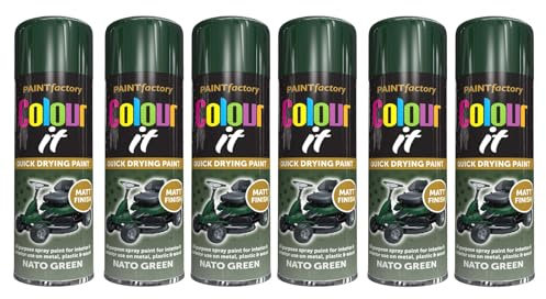 SDMAX NATO Green Spray Paint, Durable & Matte Finish, Quick Drying, Long Lasting, Non-Cracking, Easy To Use, Lightweight And Portable, Interior And Exterior Use, 250 ml (6PCS)