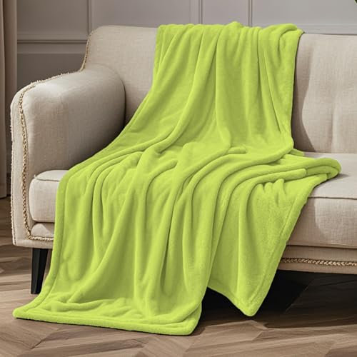 GOUTUI Premium Cashmere-Feeling 80 x 110 cm Weich/Warm/Flauschig Kunstfell Kuscheldecke Falten Beständig/Anti-Verfärben für Sofa Schlafzimmer, Zart Grün