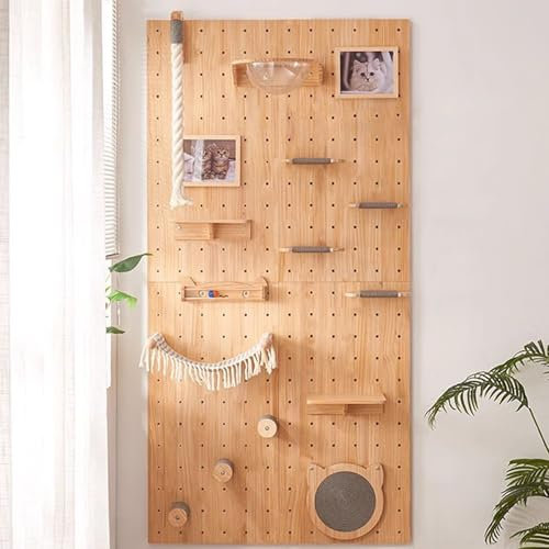 WXXSHGDW Katzenmöbel Wand, Katzen Kletterwand Set XXL, Katzenmöbel Wand, mit 1 Raumkapsel, 1 Hanfseil, 4 Kleinen Sprungbrettern, 1 Quastenhängematte, 2 Katzenfotorahmen