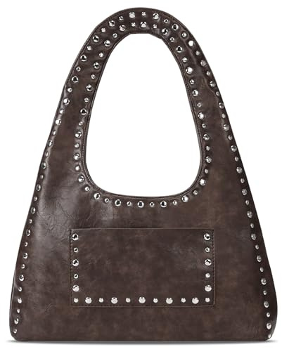 GSenhui Nieten Umhängetasche Y2K Handtasche Damen Studded Purses Punk-Stil Geldbörse Shoulder Bag Rivet Tragetasche für Coole Sachen Mädchen
