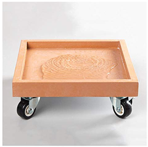 Pflanzenständer aus Kunstharz, mit Rollen, robuster Rollwagen, Untersetzer für Garten, Innen- und Außenbereich, Orange, 30 cm