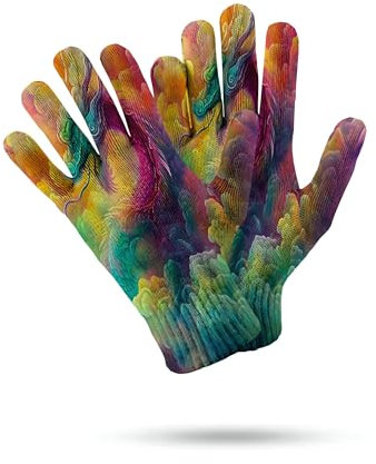 Winter-Touchscreen-Handschuhe für Damen – Bunte Wolken, Thermo-Strickhandschuhe für Damen, Bunter Drache, elastische Touchscreen-Smartphone-Handschuhe zum Arbeiten, Autofahren, Laufen im Freien