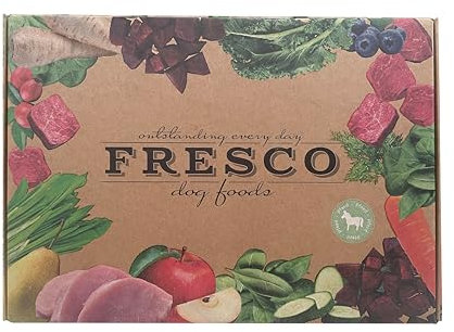 FRESCO Dog Feinschmeckerbox Pferd - Geschenkbox für Hunde mit Snacks, Kaustangen und Barf-Menüs - 100% natürlich und getreidefrei - Leckerlis und Hundefutter für alle Rassen (300g, Pferdefleisch)