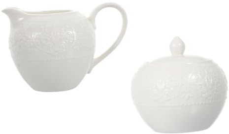 POPETPOP 2pièces Pot à Sucre Embossé Et Crémier Céramique Multifonction Pot Lait Et Récipient Café Élégant Résistant Et Facile à Nettoyer Pour Usage Quotidien