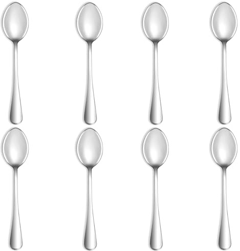QUCHER 8(20.3cm)8 Stück Suppentassenlöffel Esslöffel Edelstahl Suppenlöffel Kaffeelöffel Tabelle Abendessen Löffel Tafelgeschirr besteck set für Heimgebrauch Küche Gaststätte