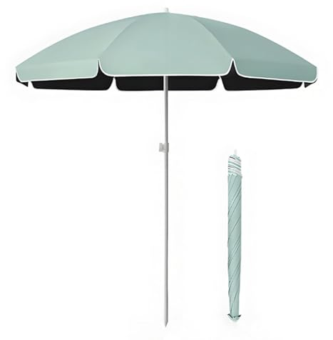 Parasol de plage, 220 cm, léger, pliable avec sac de transport, pour jardin, balcon, camping et lac, protection UV, 2,2 m